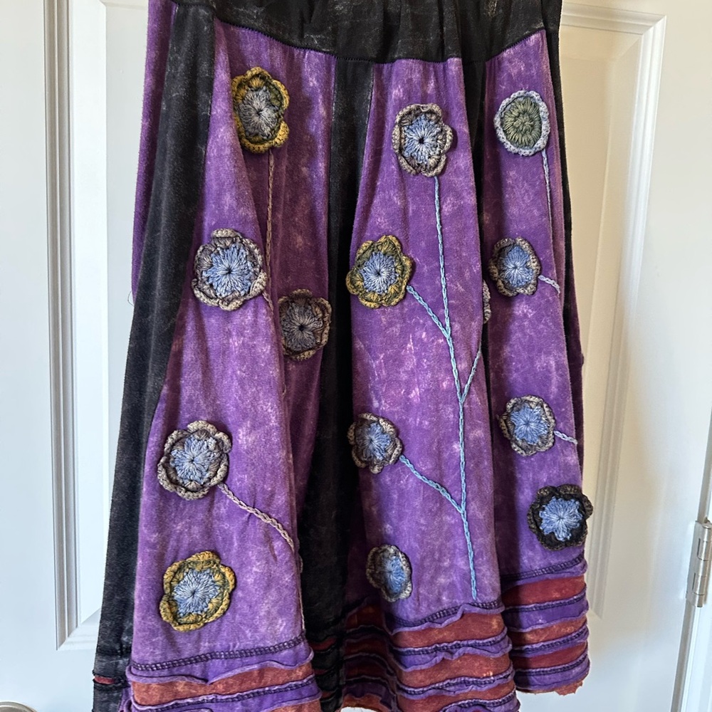 Floral Embroidered Purple Skirt by Rising International